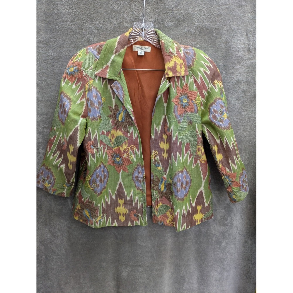 Coldwater Creek Ikat Blazer M Open Front Artsy‎ Statement Boho Jacket